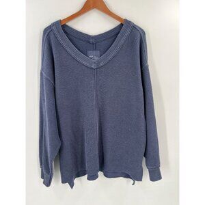 Aerie Womens Oversized Ribbed Knit Sweater Blue Size M Cozy Loungewear